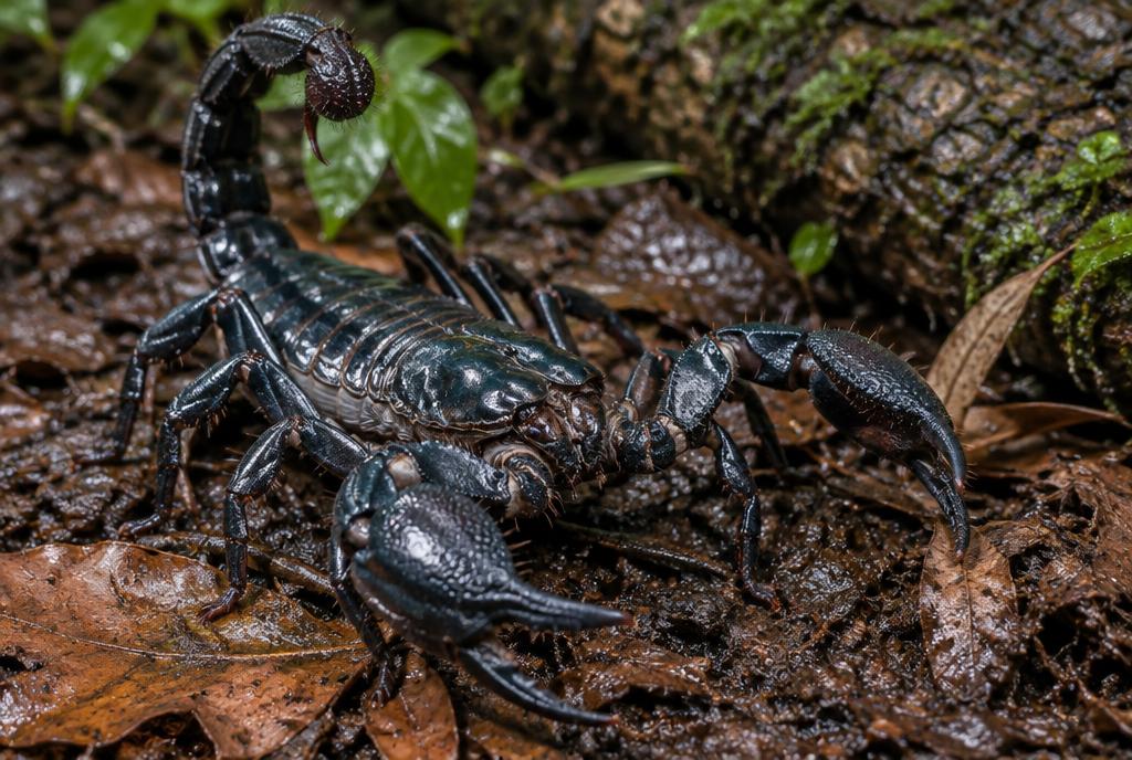 Asian Forest Scorpion (Heterometrus spinifer) found in Chiang Mai, Thailand
